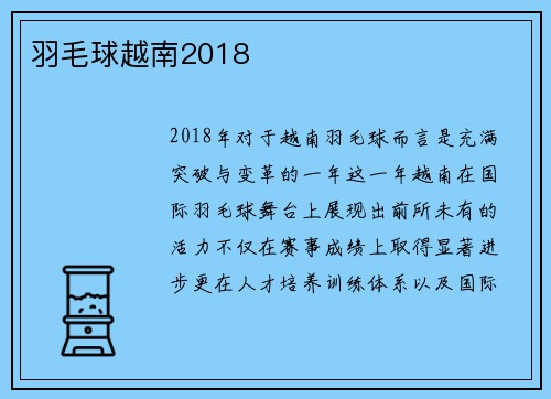 羽毛球越南2018